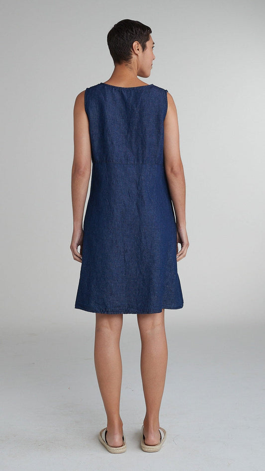 Cut Loose Dresses Cut Loose Flax Denim Patch Dress Cut Loose Flax Denim Patch Dress