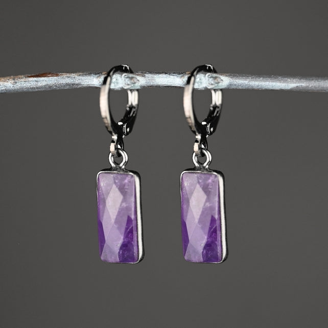KBD Studio Rectangle Gunmetal Huggie Earrings - Multiple Sones