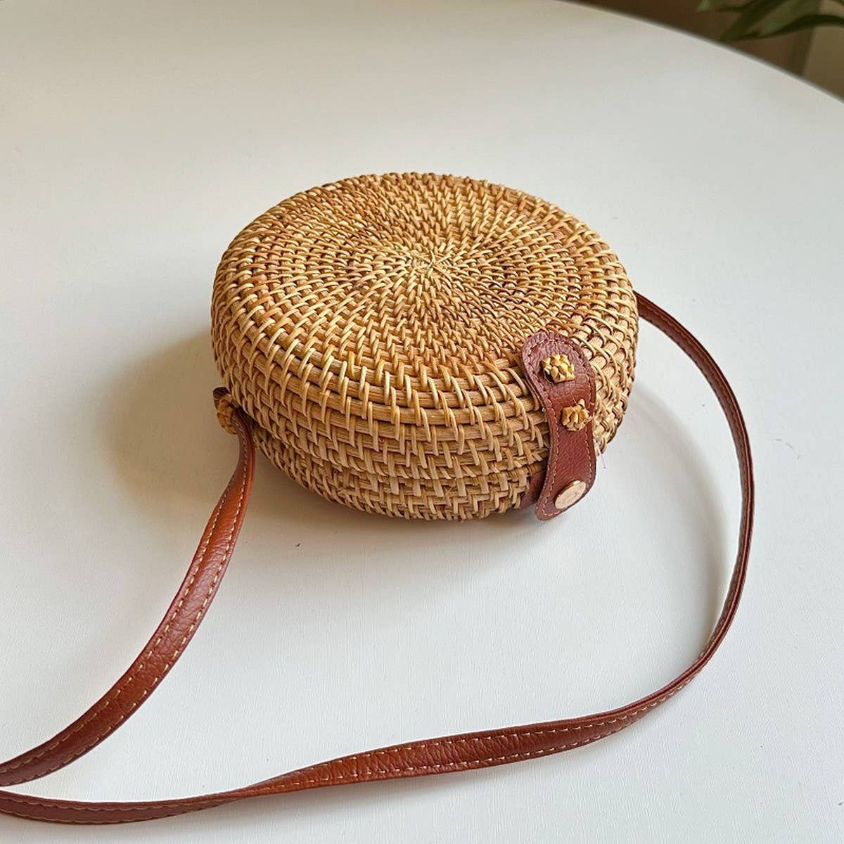 ACCITY Bags Round Rattan Woven Crossbody Round Rattan Woven Crossbody