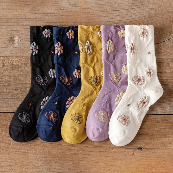 Flower Midtube Sock - Multiple Colors