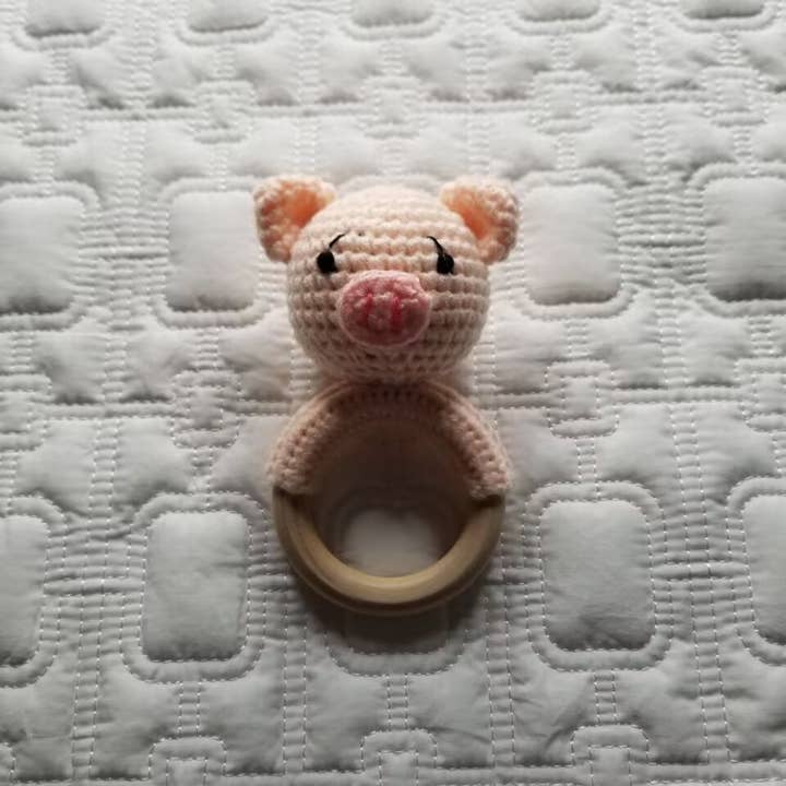 Crochet & Wood Rattle - Multiple Animals