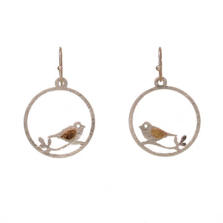 Kole Design Earrings Kole Design Little Bird Circle Earrings Kole Design Little Bird Circle Earrings