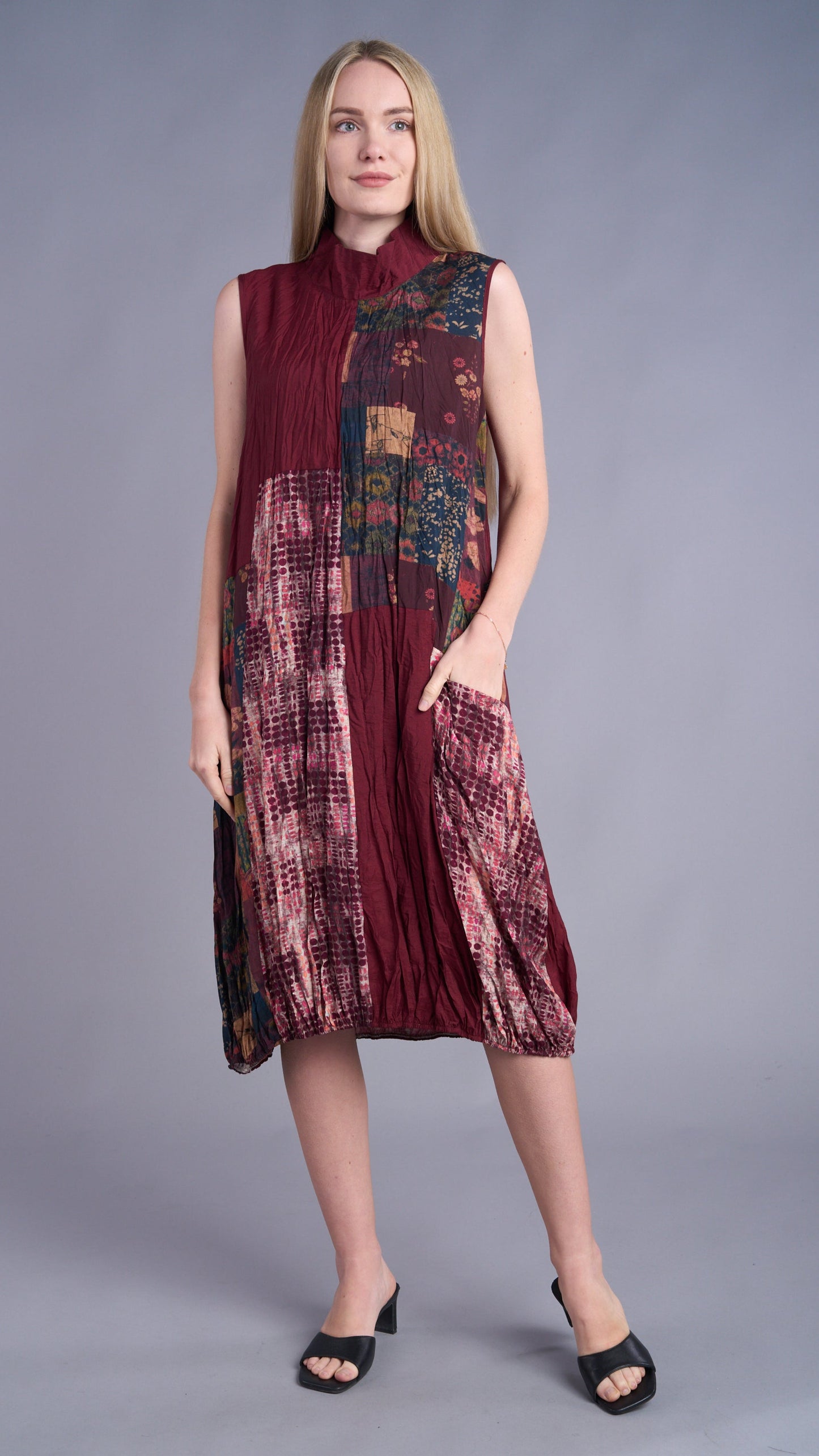 Shana Apparel Crinkle Patch Dress - Multiple Patterns