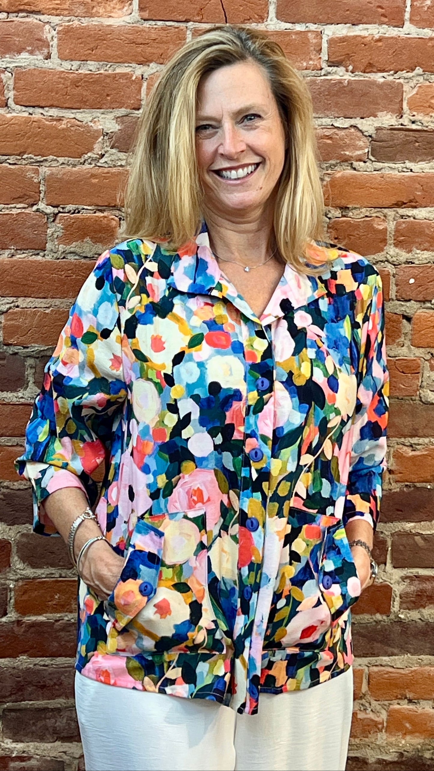 Shana Apparel Blouses Shana Apparel Double Pocket Blouse Shana Apparel Double Pocket Blouse