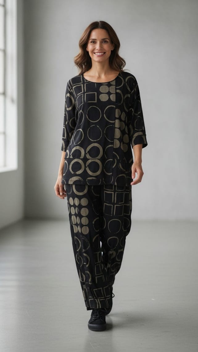 Shana Apparel Pants Shana Apparel Airflow Two Tone Button Detail Pant Shana Apparel Airflow Two Tone Button Detail Pant