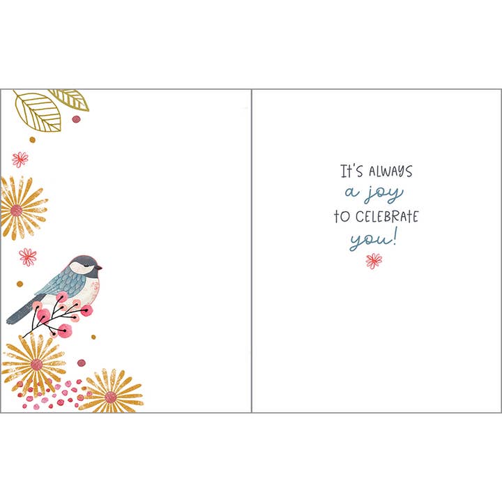 Gina B Designs Chickadee Flowers Greeting Card