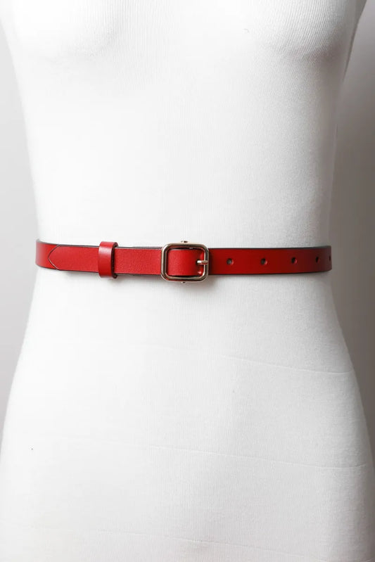 Leto Accessories Belts Genuine Leather Skinny Belt 08703710 Genuine Leather Skinny Belt