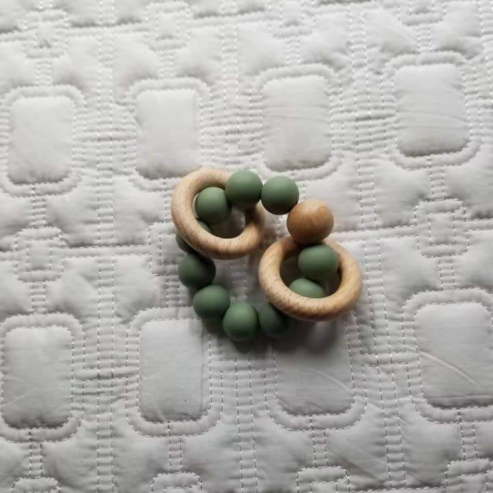Silicone Beach Wood Bracelet Rattle Teether - Multiple Colors