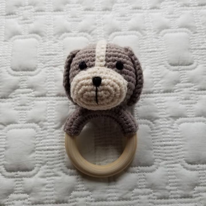 Crochet & Wood Rattle - Multiple Animals