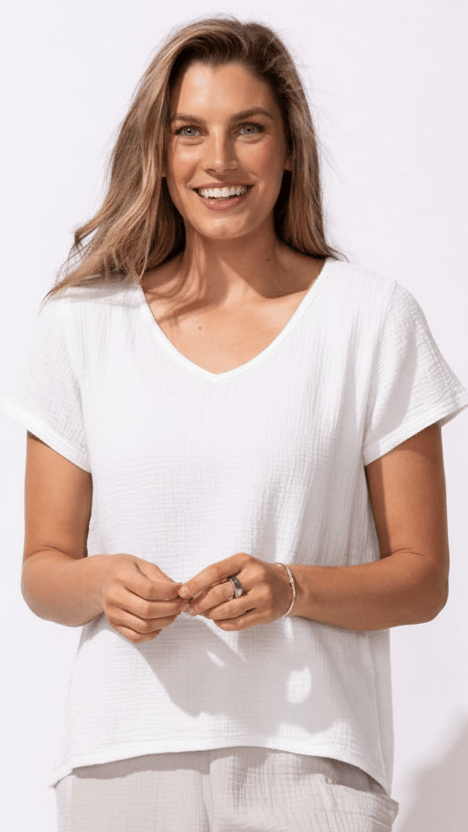 Escape by Habitat Tops Escape Sunkissed Cotton Gauze Retreat V-neck Top - Multiple Colors 65118686 Escape Sunkissed Cotton Gauze Retreat V-neck Top - Multiple Colors