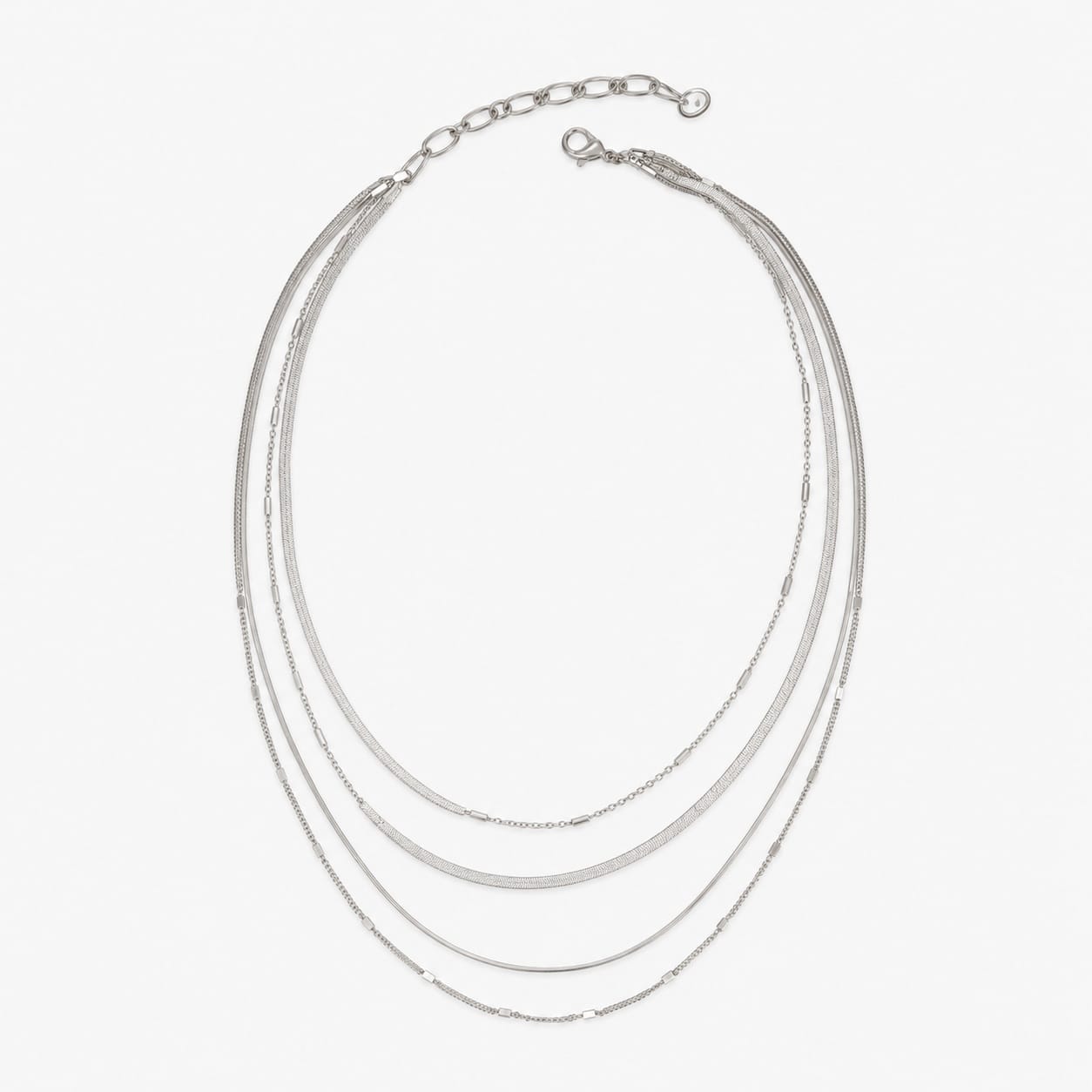 Joy Susan Necklaces Silver 4 Row Chain Necklace Silver 4 Row Chain Necklace