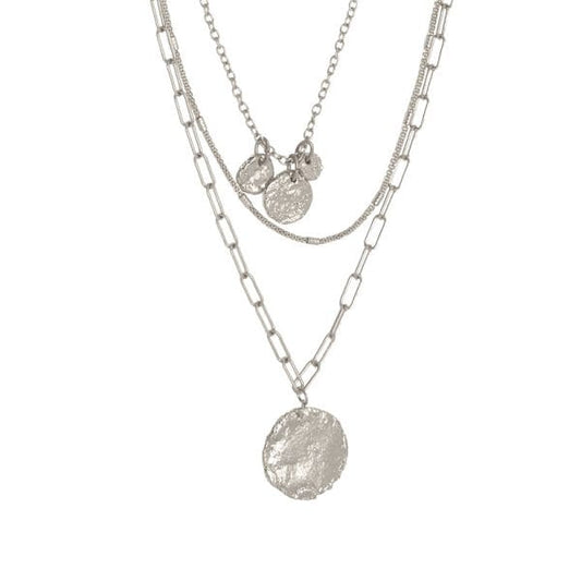 Joy Susan Necklaces 3-Row Multi Chain Necklace w/ Pendants - Multiple Metals 30169566 3-Row Multi Chain Necklace w/ Pendants - Multiple Metals