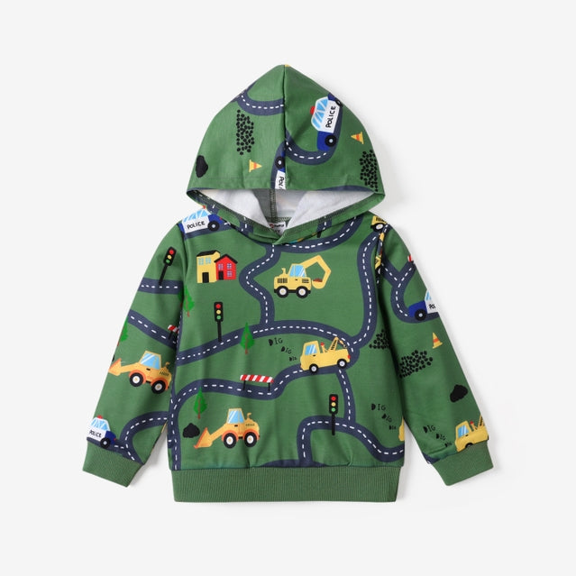 PatPat Road Vehicle Hoodie Sweatshirt - Multiple Colors