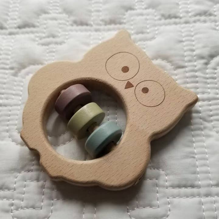 Wood Owl Teething Rattle