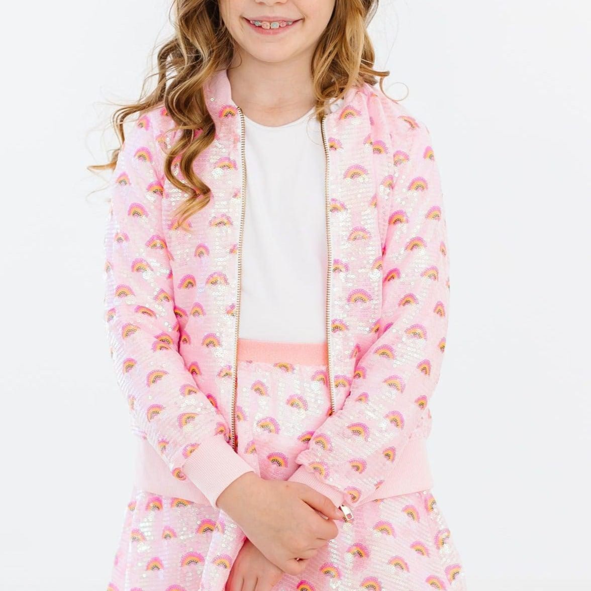 Mila & Rose Children's Clothing Mila & Rose Pink Rainbow Sequin Jacket Mila & Rose Pink Rainbow Sequin Jacket