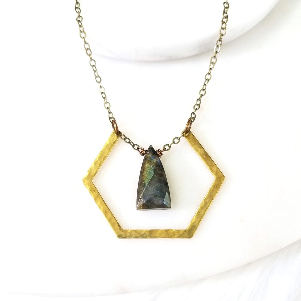 Edgy Petal Necklaces Edgy Petal Labradorite Triangle Hammered Hexagon Necklace 47535838 Edgy Petal Labradorite Triangle Hammered Hexagon Necklace
