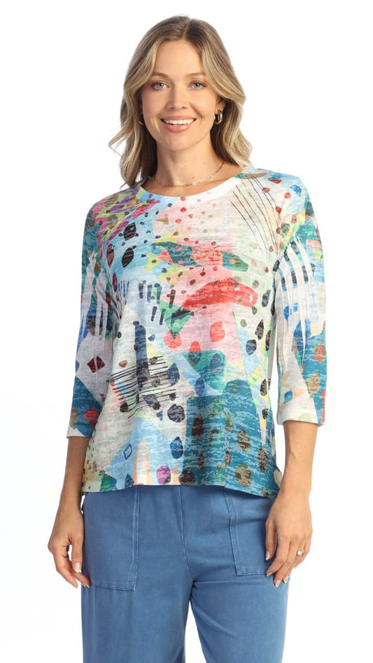 Jess & Jane Tunics Jess & Jane Burnout Hi-Low Tunic Top - Multiple Prints 73679326 Jess & Jane Burnout Hi-Low Tunic Top - Multiple Prints