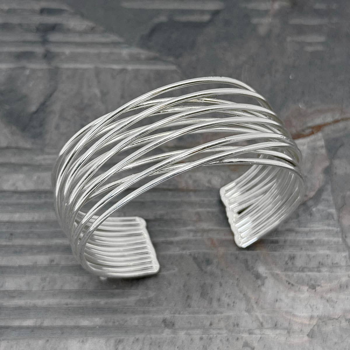 Anju Jewelry Silver Ripple Flow Cuff Bracelet