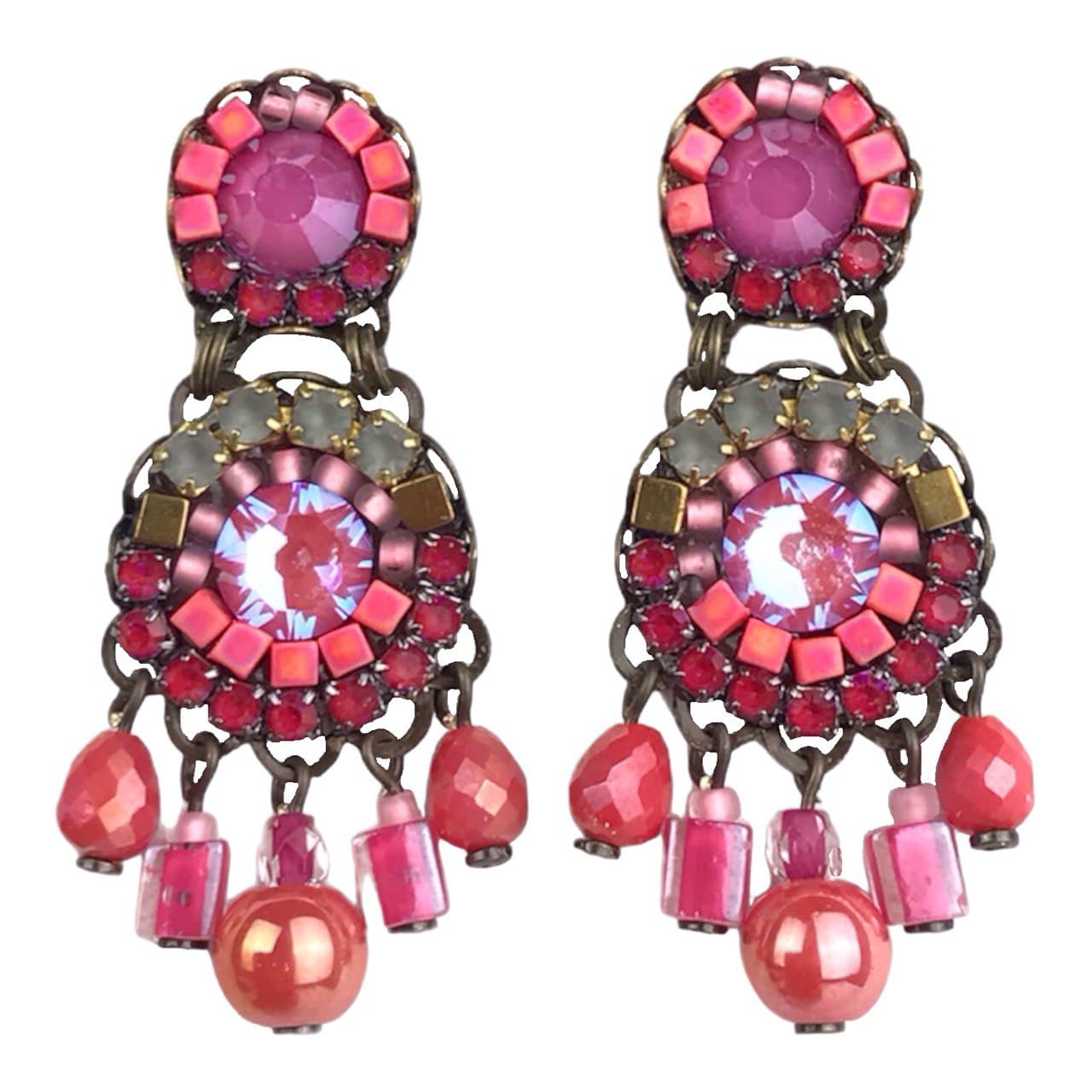 Melizi Jewelry Earrings Melizi Jewelry Peoni Pink Crystal Earrings 42824158 Melizi Jewelry Peoni Pink Crystal Earrings