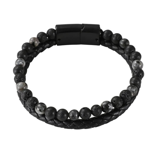 Mad Man Men's Jewelry Mad Man Leather and Lava Rock Bracelet - Multiple Colors 76745694 Mad Man Leather and Lava Rock Bracelet - Multiple Colors