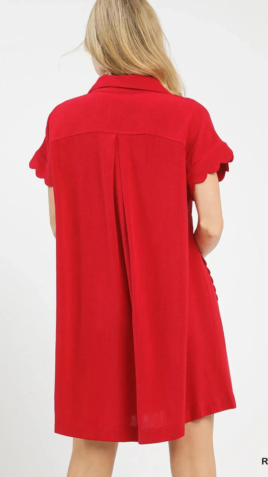 Umgee Dresses Umgee Scalloped Button Down Pocket Dress Umgee Scalloped Button Down Pocket Dress