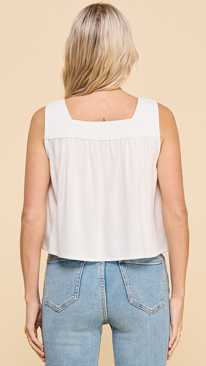 Allie Rose Cotton Linen Blend Tank - Multiple Colors