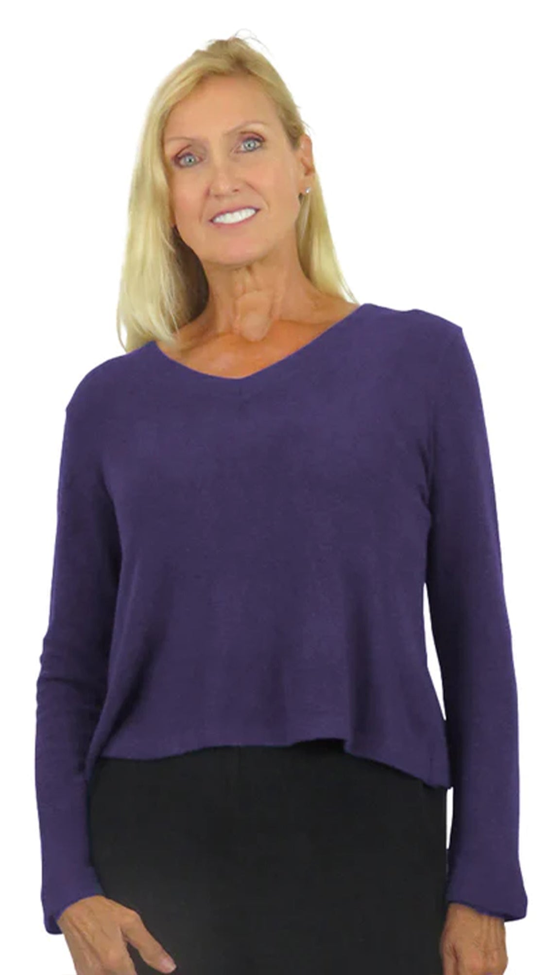 La Cera Fleece V-Neck Pullover Top - Multiple Colors