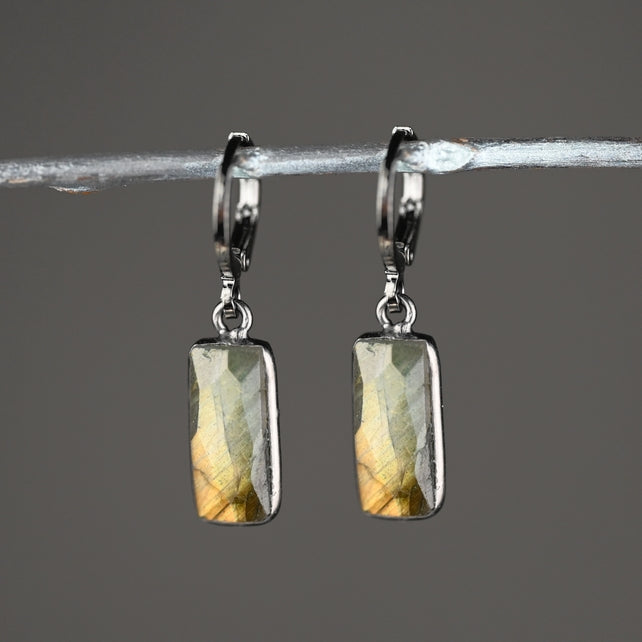 KBD Studio Rectangle Gunmetal Huggie Earrings - Multiple Sones