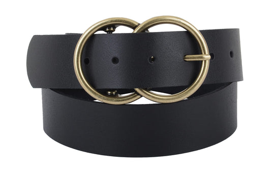 Most Wanted Belts Leather Double Circle Buckle Belt - Multiple Colors 81546206 Leather Double Circle Buckle Belt - Multiple Colors