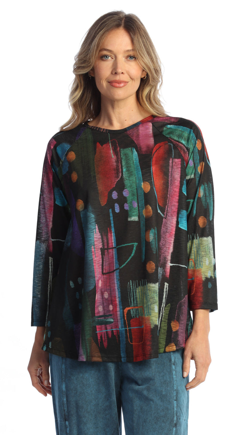 Jess & Jane A-Line Raglan Drape Top - Multiple Prints