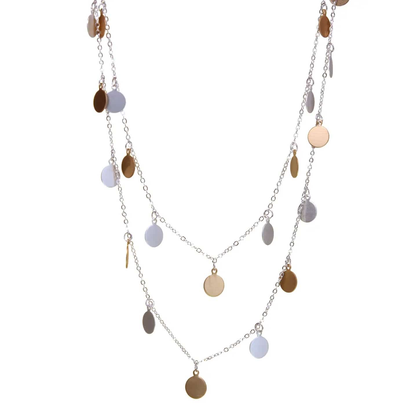 Kole Design Necklaces Kole Design Double Layer Disc Necklace - Multiple Colors 88975070 Kole Design Double Layer Disc Necklace - Multiple Colors