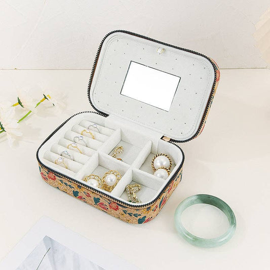 Dipped Shop Bags Vintage Floral Cork Travel Jewelry Case Vintage Floral Cork Travel Jewelry Case
