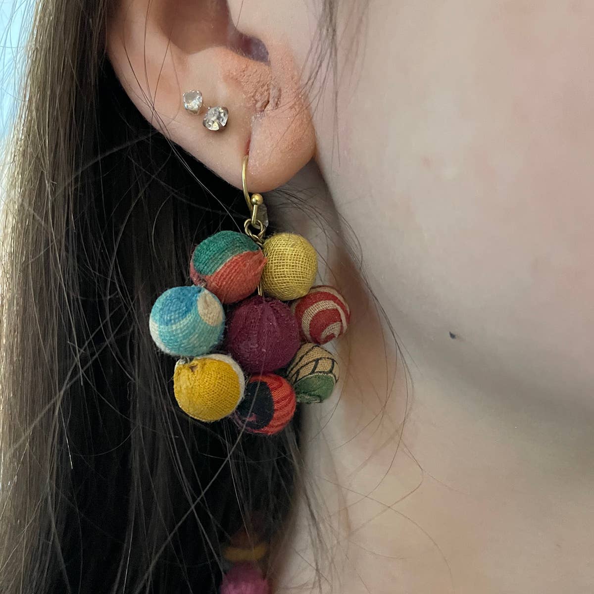World Finds Kantha Blooming Posy Earrings