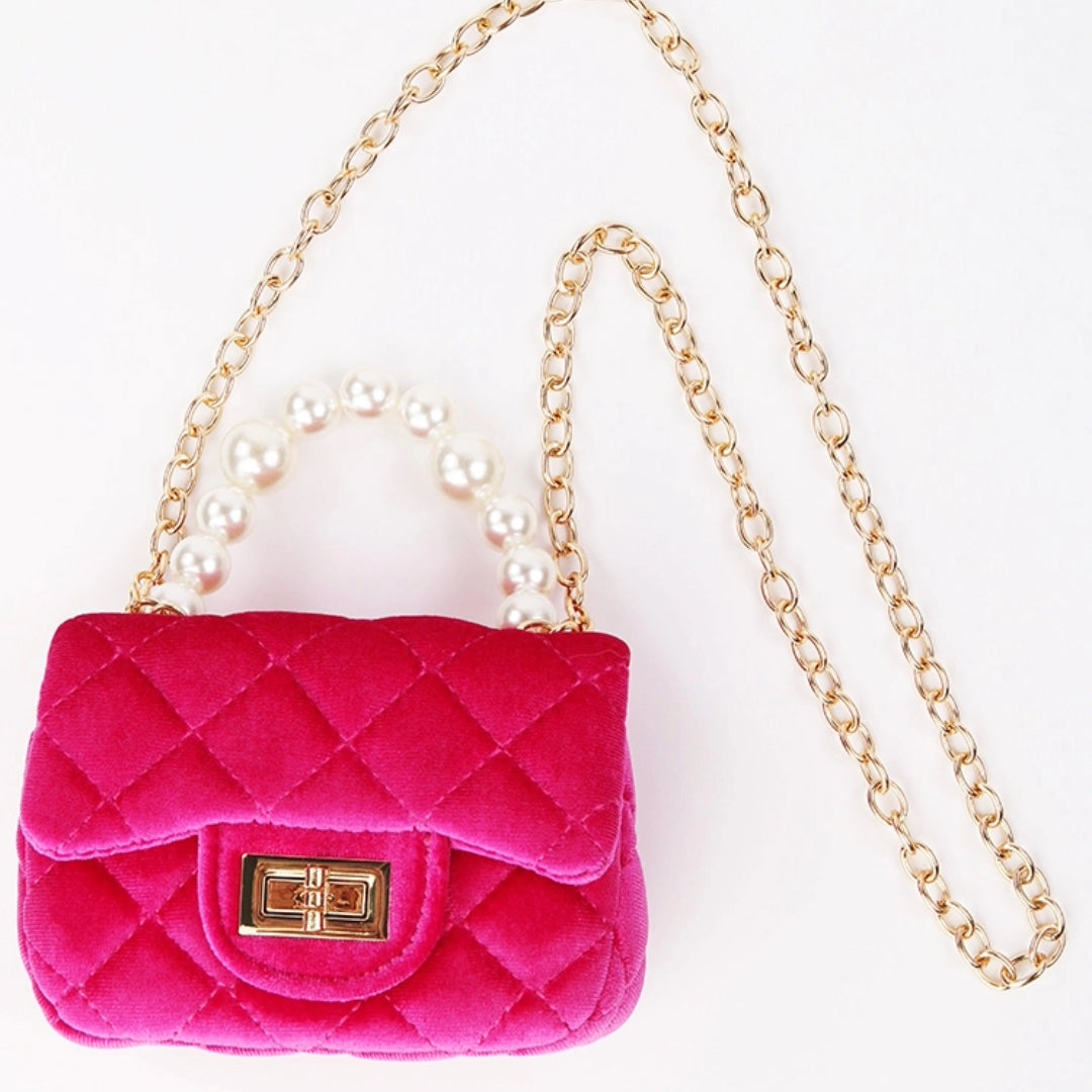 Sparkle Sisters Velvet Purse with Pearl Handle - Multiple Colors