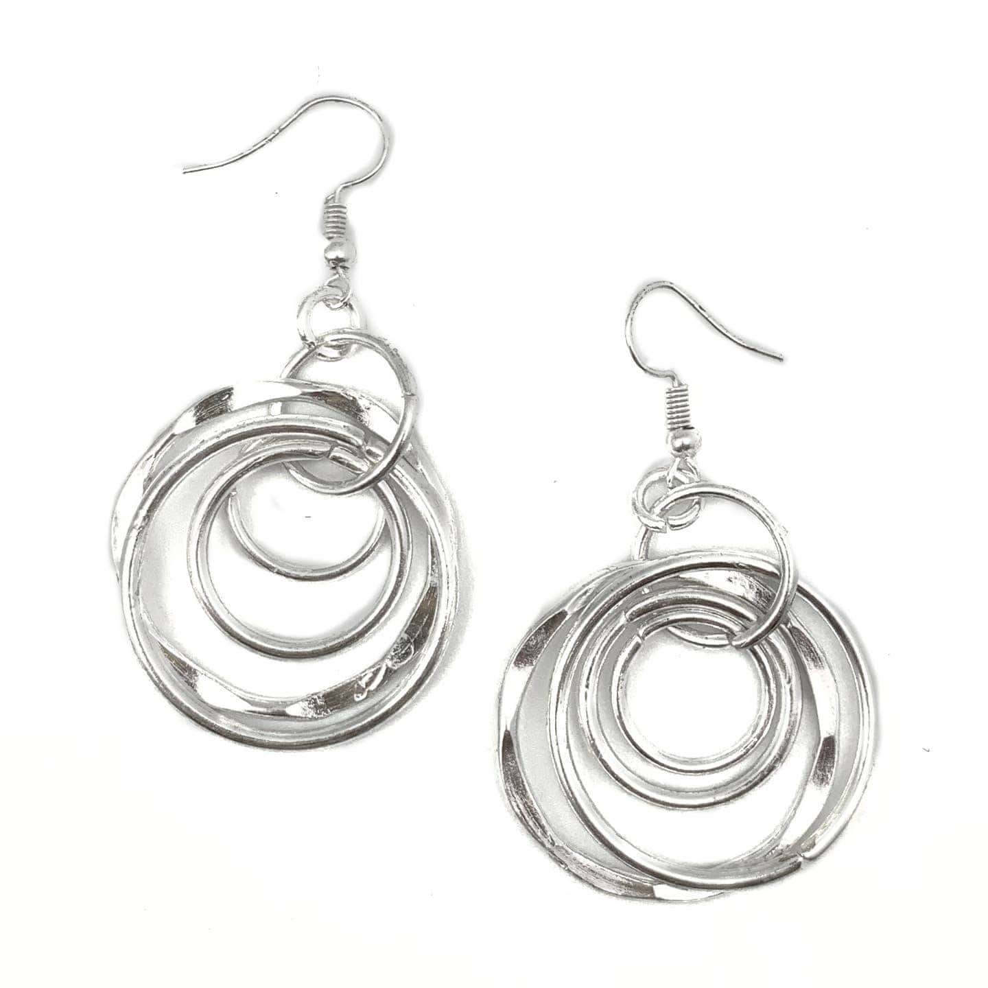 Anju Jewelry Earrings Anju Jewelry Silver Plated Hammered Layered Rings Earrings 85355230 Anju Jewelry Silver Plated Hammered Layered Rings Earrings