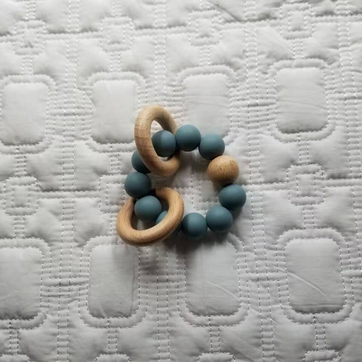 Silicone Beach Wood Bracelet Rattle Teether - Multiple Colors