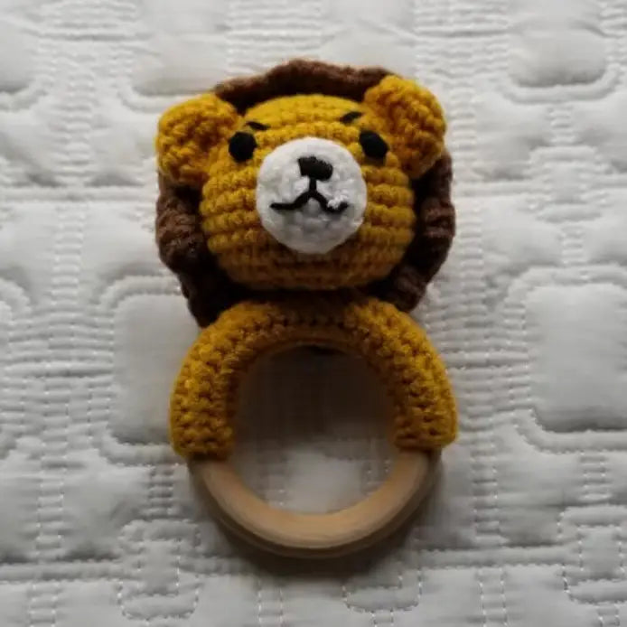 D & C Toys Children's Accessories Crochet & Wood Rattle - Multiple Animals Crochet & Wood Rattle - Multiple Animals