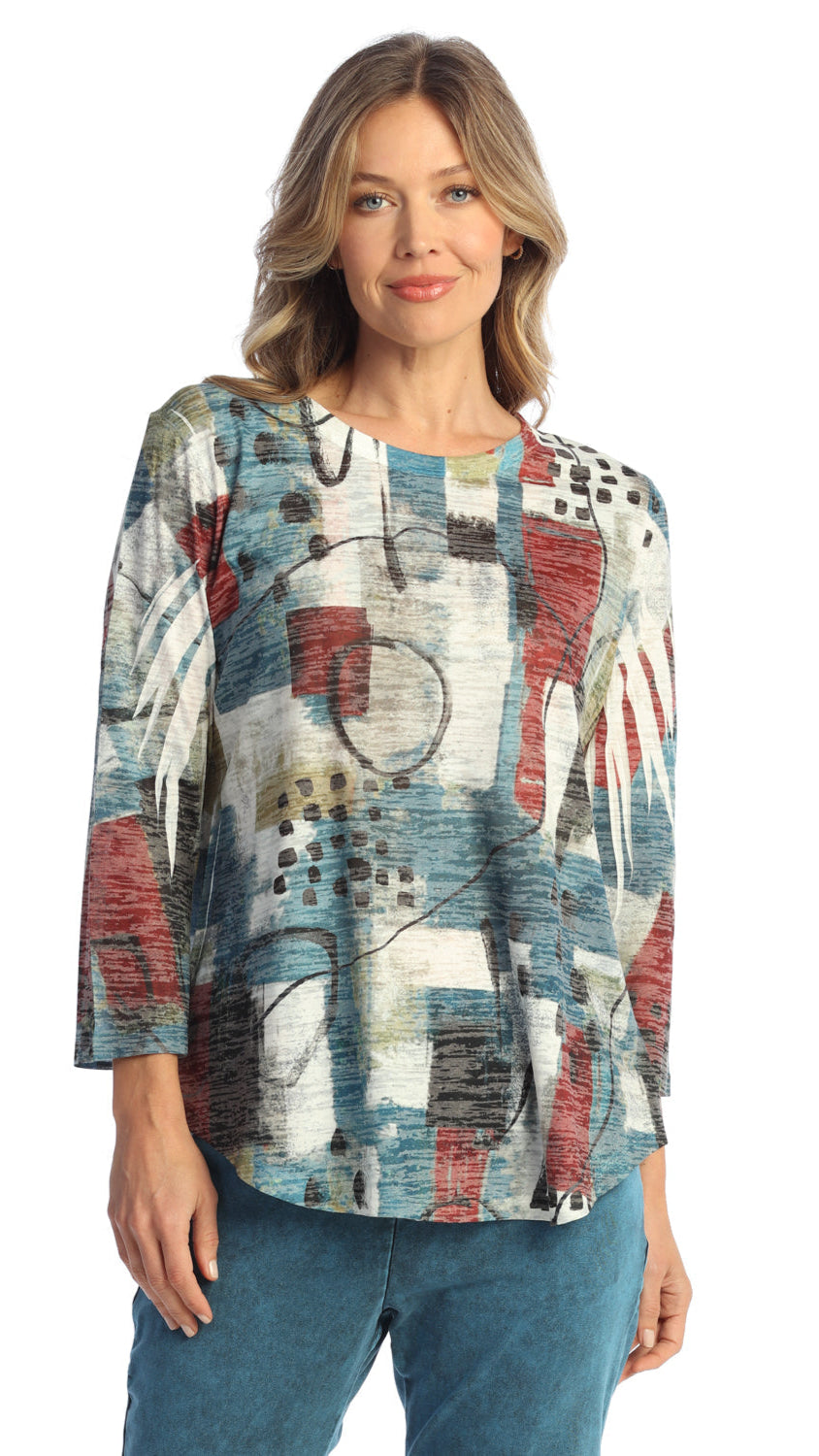 Jess & Jane Burnout 3/4 Sleeve Tee - Multiple Prints