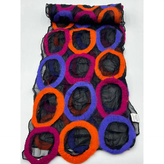 Nurbu Inc. Scarves Abstract Circle Felted Scarf - Multiple Colors Abstract Circle Felted Scarf - Multiple Colors