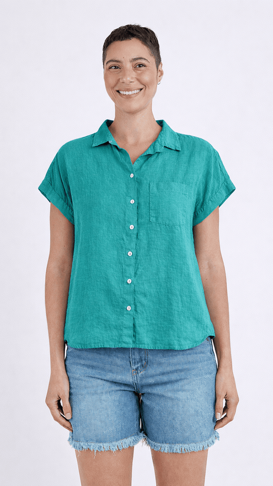 Cut Loose Tops Cut Loose Linen Short Sleeve Pocket Shirt - Multiple Colors 57005790 Cut Loose Linen Short Sleeve Pocket Shirt - Multiple Colors