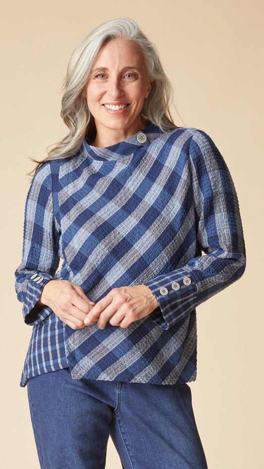 Habitat Tops Habitat Plaidemonium Asymmetrical Button Cuff Top 50874846 Habitat Plaidemonium Asymmetrical Button Cuff Top