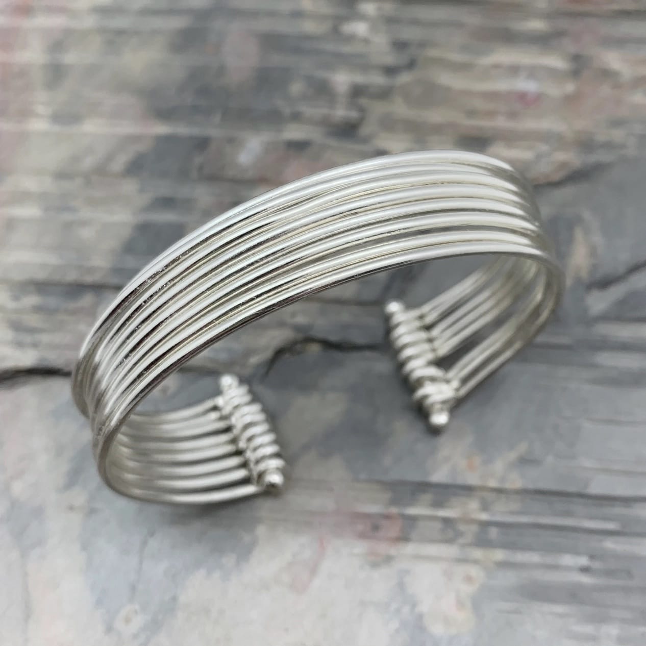 Anju Jewelry Bracelets Anju Jewelry Silver Small Stacked Cuff Bracelet 27040222 Anju Jewelry Silver Small Stacked Cuff Bracelet