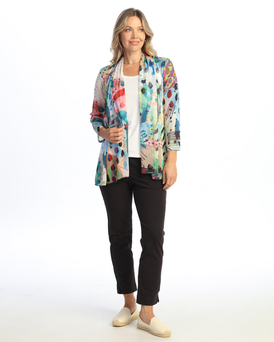 Jess & Jane Crepe Mesh Drape Cardigan