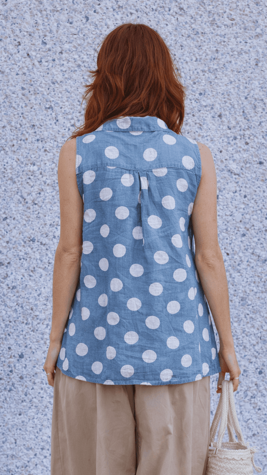 Avvolto Tops Avvolto Sleeveless Polka Dot Top Avvolto Sleeveless Polka Dot Top