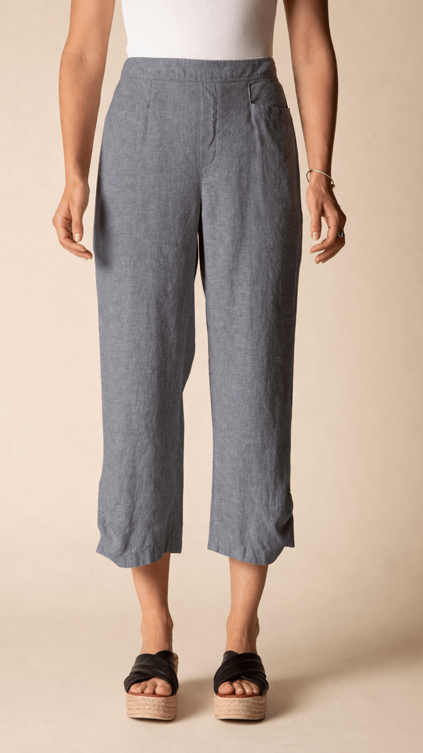 Habitat Pants Habitat Linen Pleat Button Capri - Multiple Colors 72328670 Habitat Linen Pleat Button Capri - Multiple Colors