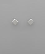 Matte Silver Cube Studs