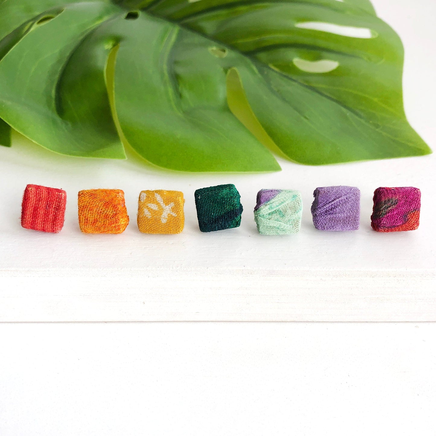 World Finds Earrings World Finds Kantha Square Post Earrings 43248094 World Finds Kantha Square Post Earrings