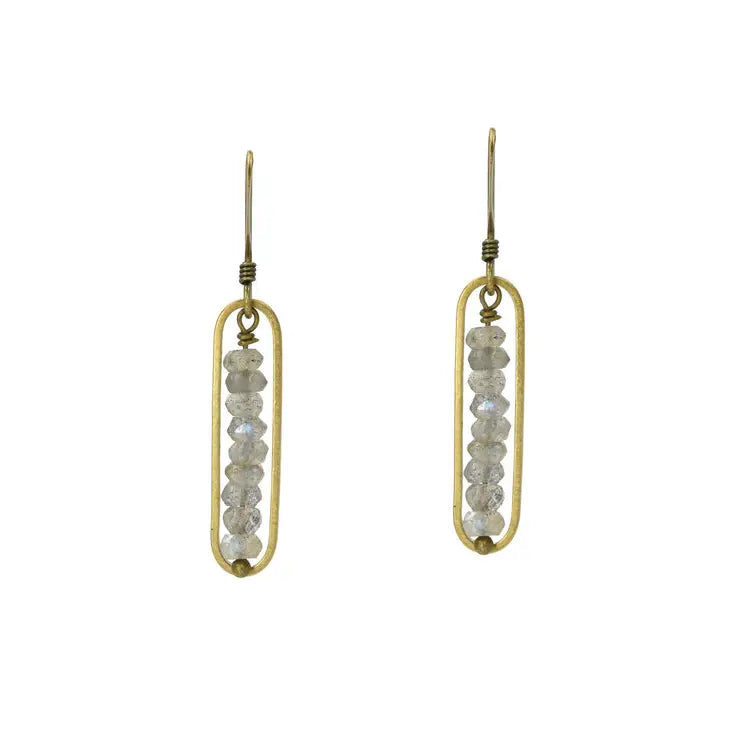 Edgy Petal Labradorite Golden Oval Boho Earrings