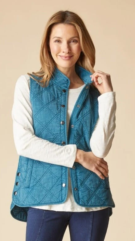 Habitat Vests Habitat Washed Quilted Windjammer Vest in Lagoon