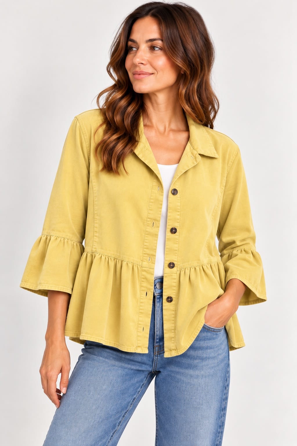 Heartstrings Jackets Heartstrings by Kleen Corduroy Ruffle Jacket Heartstrings by Kleen Corduroy Ruffle Jacket